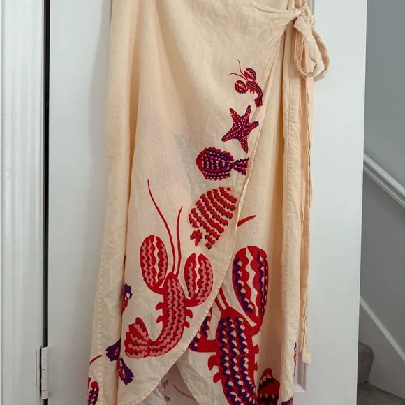 Farm Rio Linen Side-Tie Midi Skirt Size Medium - Picture 6 of 7